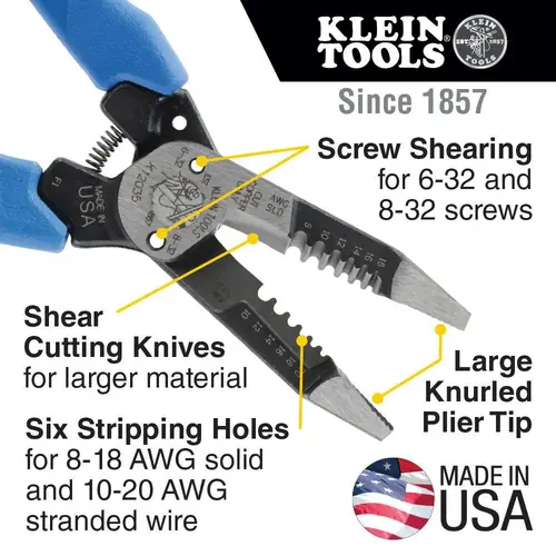 Klein Tools Klein-Kurve Wire Stripper, Cutter Blue