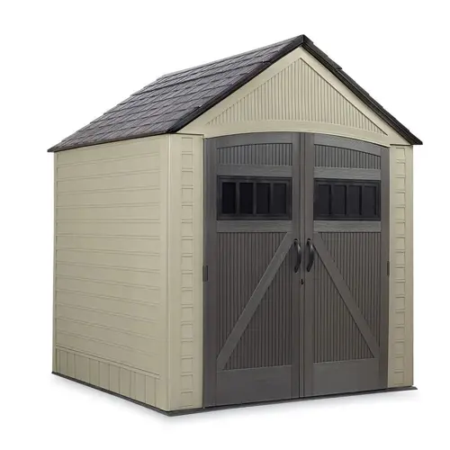 Rubbermaid 7-Ft X 7-Ft Roughneck Brown Gable Resin Outdoor Storage Shed Rubbermaid 7-Ft X 7-Ft Roughneck Brown Gable Resin Outdoor Storage Shed