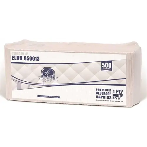 Empress Elite Beverage Napkin 1 Ply White, Case Of 4000