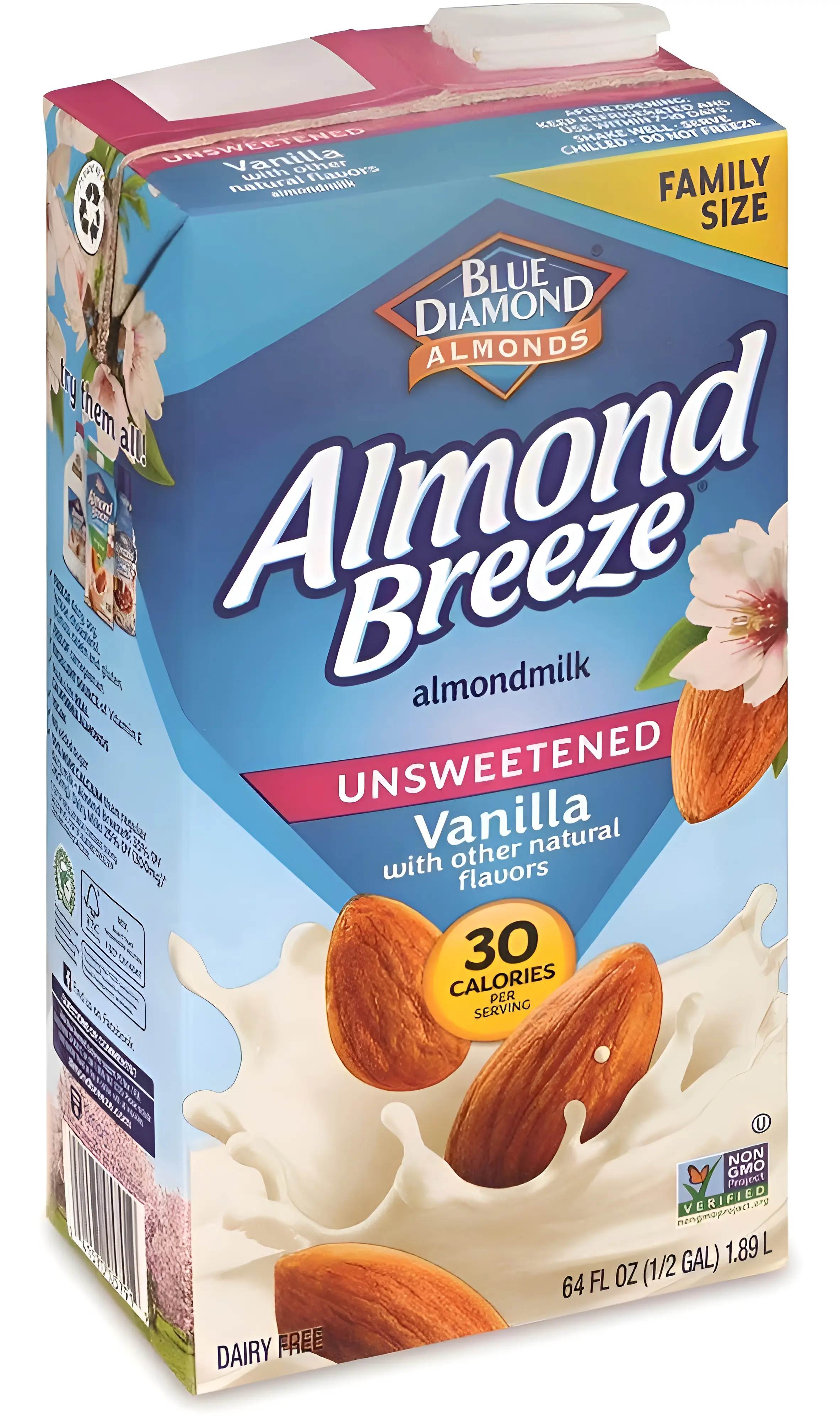 Blue Diamond Almond Breeze Almond Milk Unsweetened Vanilla 64 Oz Case Of 2 GRR30700081