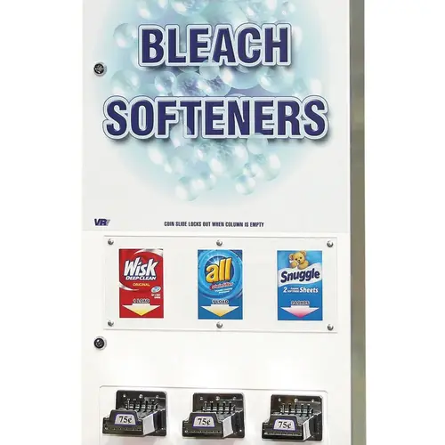 3 Column White/Blue Coin-Operated Soap Vending Machine