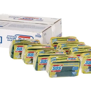 SOS CLO91029CT S.O.S. Heavy Duty Scrubber Sponge, Yellow/green, Carton Of 24