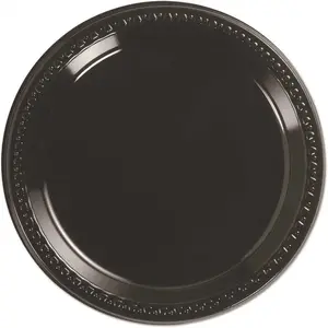 Chinet 81409 Chinet Black Heavyweight Plastic Round Plate 9", Package Of 1000
