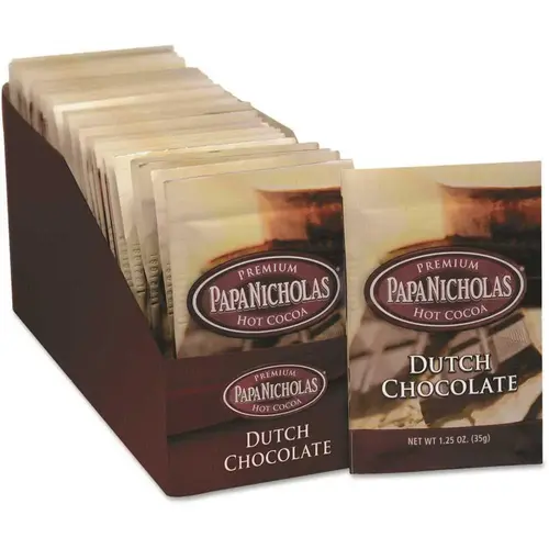 Papanicholas Coffee Premium Hot Cocoa, Dutch Chocolate, Case Of 24