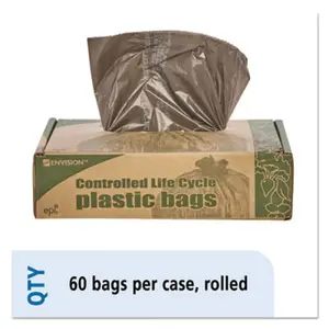 ENVISION STOG3036B80 Envision Stout Eco-Degradable Plastic Trash Bag, 20-30 Gal, Brown, Box Of 60