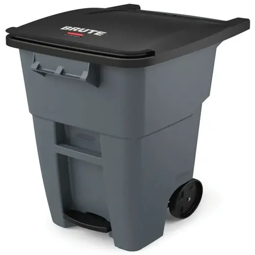 Rubbermaid Commercial Brute 50 Gallon Step-On Rollout Trash Can W/ Lid, Gray Rubbermaid Commercial Brute 50 Gallon Step-On Rollout Trash Can W/ Lid, Gray