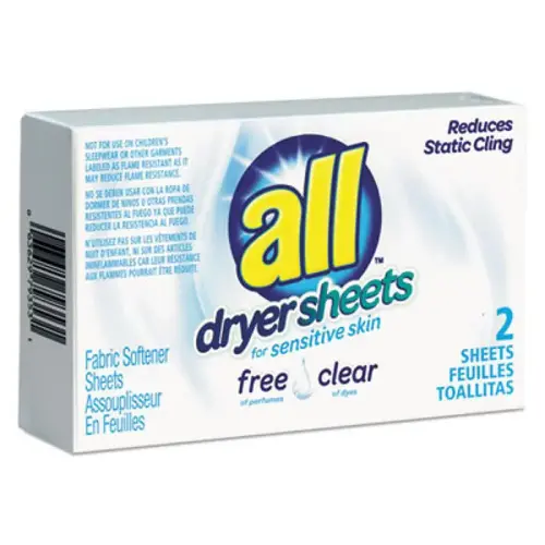 All All Free Clear Vend Pack Dryer Sheets, Carton Of 200