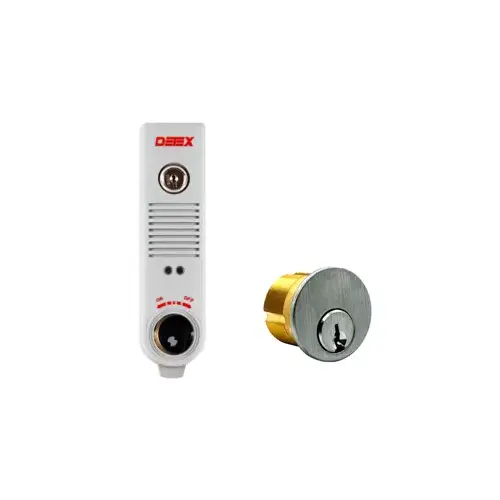 KIT - Gray Surface Exit Alarm, Door or Wall Mount, 100DB, 9VDC Battery Operated, Mortise Cylinder Included, SC1 Keyway