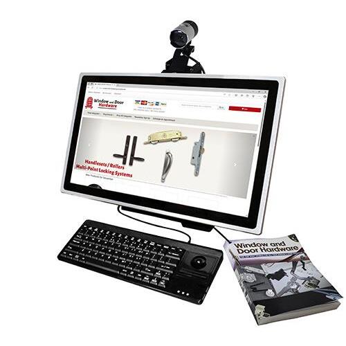 Kiosk Pro Display with 21.5in Monitor and Counter-Desktop Display with E-Commerce Software with Privacy Screen Graphics Includes WiFi Dom