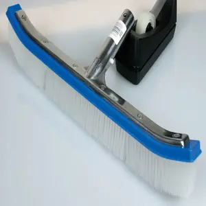 Kem-Tek PSL-40-2100 Kemtek Pool Wall Brush With 18" Curved Back, 1-1/2" Steel And Nylon Bristles