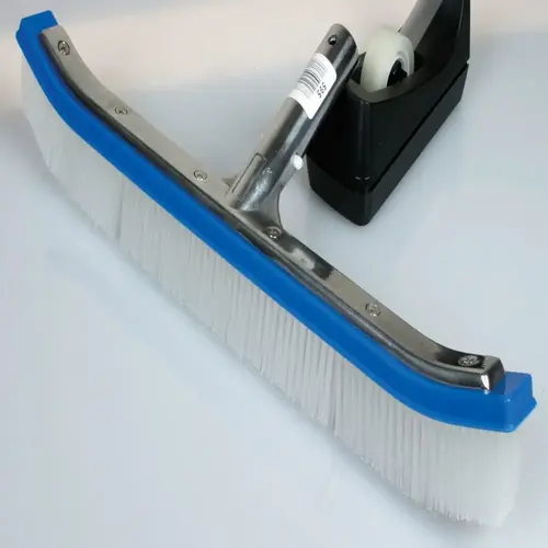 Kemtek Pool Wall Brush With 18" Curved Back, 1-1/2" Steel And Nylon Bristles