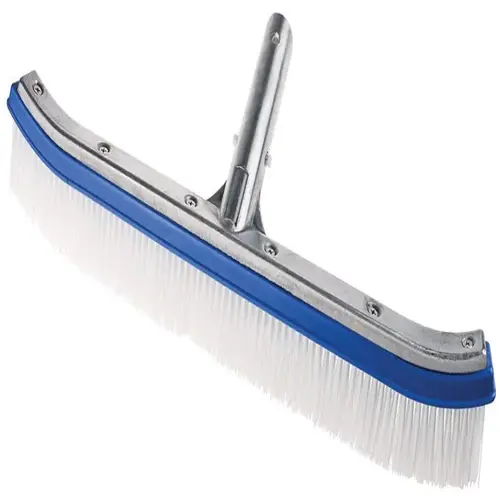 Kemtek Pool Wall Brush With 18" Curved Back, 1-1/2" Polypropylene Bristles