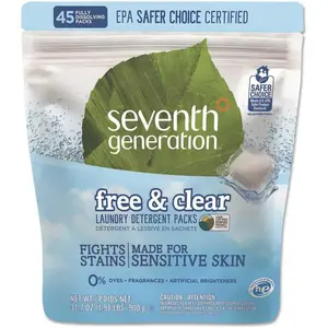 SEVENTH GENERATION SEV22977CT Seventh Generation laundry Detergent Packs, Unscented, Carton Of 8