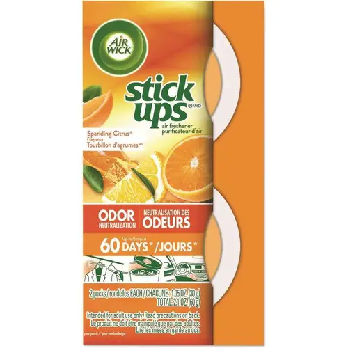 Air Wick Stick Ups Air Freshener, 2.1oz, Sparkling Citrus,Carton Of 12