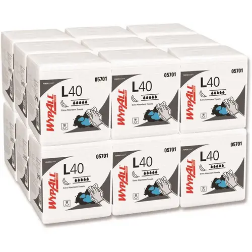 Wypall L40 Towels, 1/4 Fold, White, 12 1/2 X 12, 56/box, Carton Of 1008