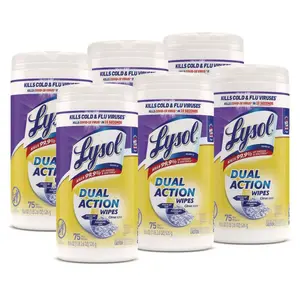 LYSOL RAC81700CT Lysol Dual Action Disinfecting Wipes, Citrus, 7 X 8, Carton Of 450