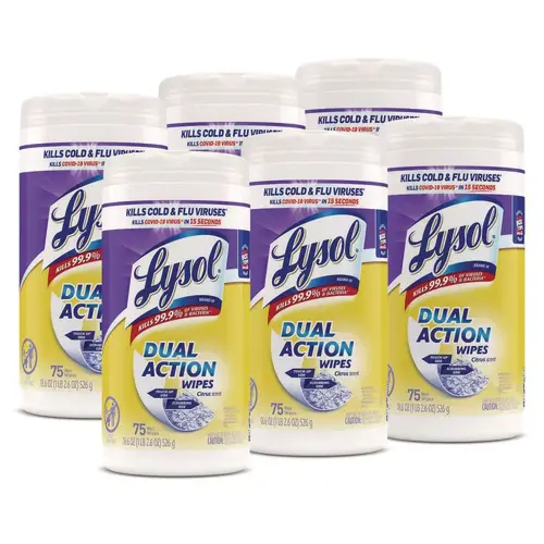 Lysol Dual Action Disinfecting Wipes, Citrus, 7 X 8, Carton Of 450