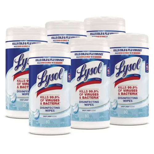 Lysol Brand Disinfecting Wipes, Crisp Linen Scent, 80/canister, Carton Of 6