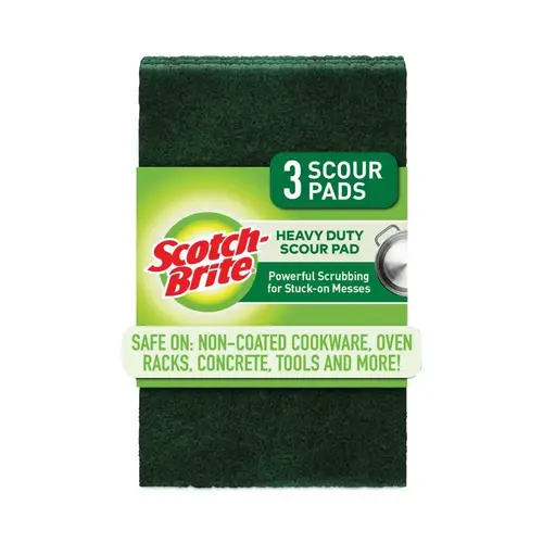 Scotch-Brite Heavy-Duty Scour Pad, 3.8w X 6"l, Green, Carton Of 30 Scotch-Brite Heavy-Duty Scour Pad, 3.8w X 6"l, Green, Carton Of 30