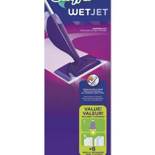 Swiffer Wetjet Mop Starter Kit, 46 Handle, Silver/purple, Carton Of 2