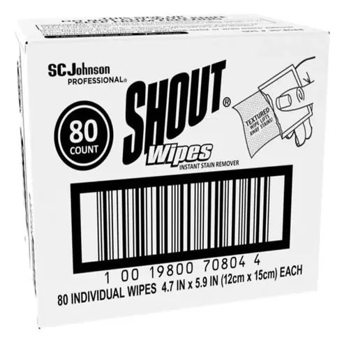 Shout Wipe & Go Instant Stain Remover, 4.7 X 5.9, Carton Of 80
