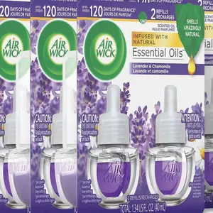 AIRWICK RAC78473CT Air Wick Scented Oil Refill, Lavender & Chamomile, 0.67 Oz, Purple, Carton Of 6
