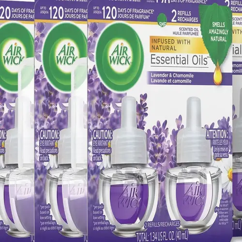 Air Wick Scented Oil Refill, Lavender & Chamomile, 0.67 Oz, Purple, Carton Of 6