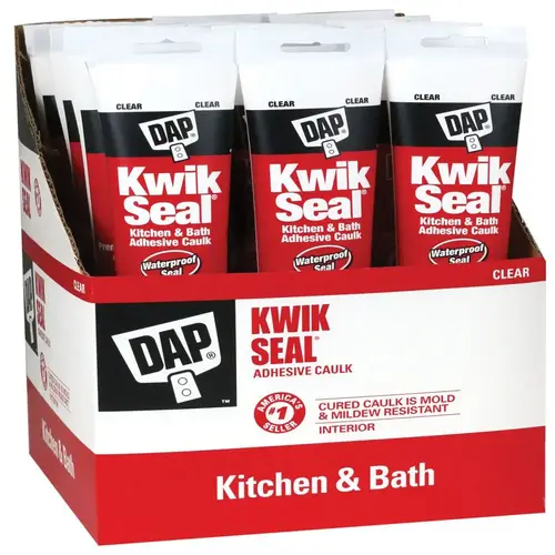 Dap 5.5 Oz Kwik Seal Kitchen And Bath Caulk, Clear, Case Of 12