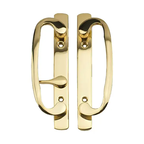 Patio Door Handle Offset Latch Brass Plated Finish