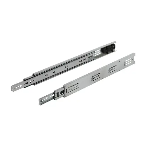 Accuride 3832SC Self-Close, Bulk Pack, Telescopic Side Mounted Cam Adjust Slide, Full Extension, 100 lbs Weight Capacity 457 mm 450 mm 45 kg With self closing mechanism, Bulk pack, zinc, 18" length Zinc, Zinc plated, Galvanized Pair