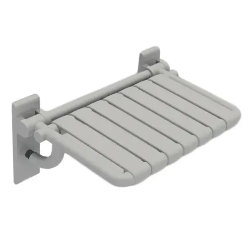 Folding Shower Seat, 555 mm Width 21 5/8"; Slats: 2 3/16" HEWI 801 Series, Stone gray Stone grey Folding Shower Seat, 555 mm Width 21 5/8"; Slats: 2 3/16" HEWI 801 Series, Stone gray Stone grey