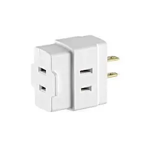 Leviton 008-00531-00W 002-00531-00W Triple Tap Outlet Adapter, 2 -Pole, 15 A, 125 V, 3 -Outlet, NEMA: NEMA 1-15R, White
