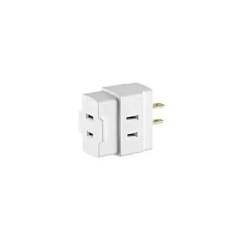 002-00531-00W Triple Tap Outlet Adapter, 2 -Pole, 15 A, 125 V, 3 -Outlet, NEMA: NEMA 1-15R, White