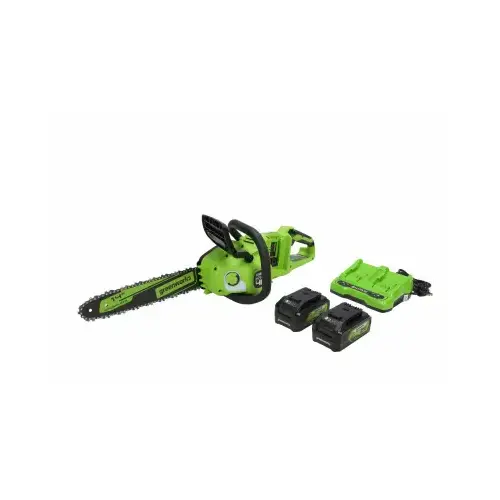 48V (2x24V) 14" Cordless Battery Chainsaw w/ Two (2) 4.0 Ah USB Batteries & Dual Port Charger