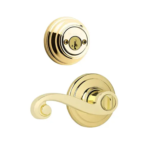 Lido Lever Interior Double Cylinder Handleset Trim Bright Polished Brass