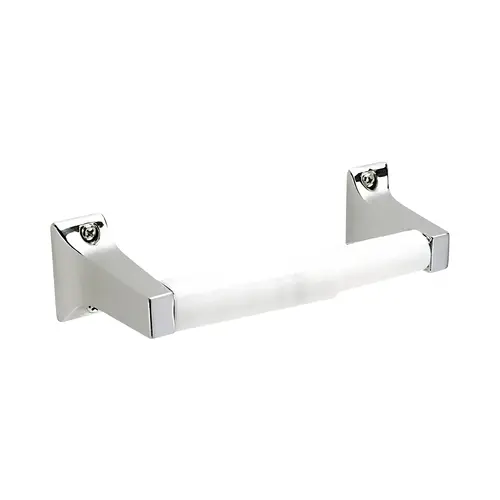 Edison Surface Paper Holder with White Roller Bright Chrome Finish Edison Surface Paper Holder with White Roller Bright Chrome Finish