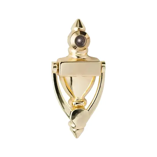 4" High Door Knocker with UL 160 Degree Door Viewer Bright Brass Finish 4" High Door Knocker with UL 160 Degree Door Viewer Bright Brass Finish