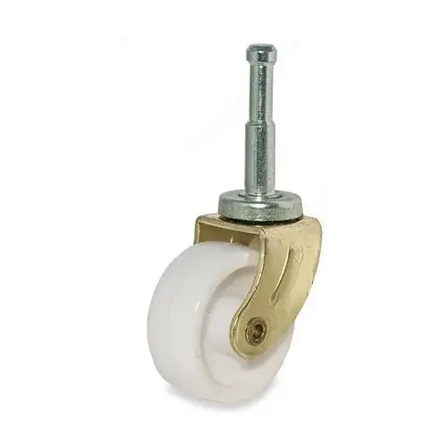 2" Light-Duty Furniture Caster w/ Plastic Wheel & Stem, White/Brass Black/Copper