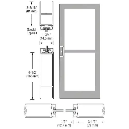 Clear Anodized Custom Single Series 400 Medium Stile Center Pivot Entrance Door For Panic and Overhead Concealed Door Closer Clear Anodized Custom Single Series 400 Medium Stile Center Pivot Entrance Door For Panic and Overhead Concealed Door Closer