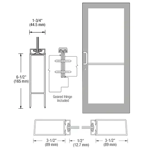 Clear Anodized Custom Single Series 400 Medium Stile Geared Hinge Entrance Door for Surface Mount Door Closer Clear Anodized Custom Single Series 400 Medium Stile Geared Hinge Entrance Door for Surface Mount Door Closer