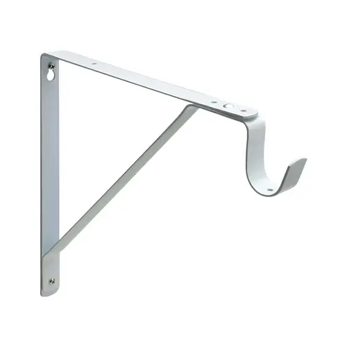 Heavy Duty Fixed Shelf and Rod Support Bracket White Finish