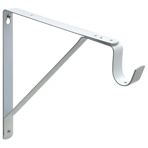 Heavy Duty Fixed Shelf And Rod Support Bracket, Zinc Die Cast Material, 12-1/4" Projection, 15/16" X 10-1/2" Dimension, White Finish