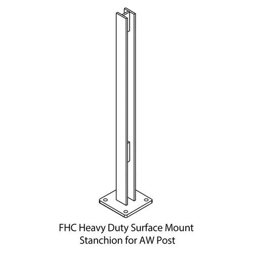 HD 30" Surface Mount Stanchion for AW Post - 6" Square, 1/2" Thick Base - Zinc Plated HD 30" Surface Mount Stanchion for AW Post - 6" Square, 1/2" Thick Base - Zinc Plated