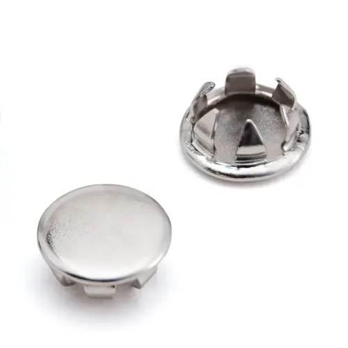 Nickel Plated Steel Cap with Tapered Prongs - 3/8" I.D. Holes - pack of 50 Nickel Plated Steel Cap with Tapered Prongs - 3/8" I.D. Holes - pack of 50