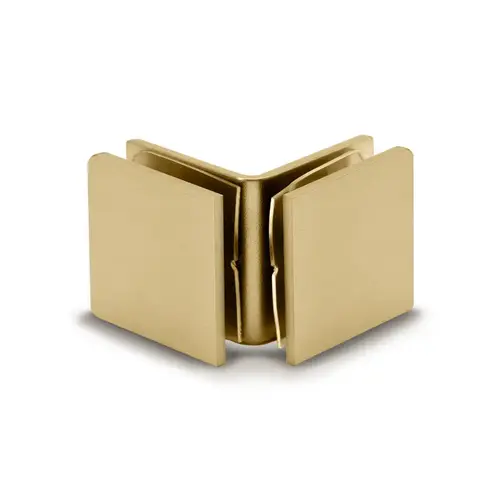 Square 90 Degree Glass Oversized Clamp, Brass Material, 3/8" To 1/2" Glazing Thickness, Satin Brass Finish