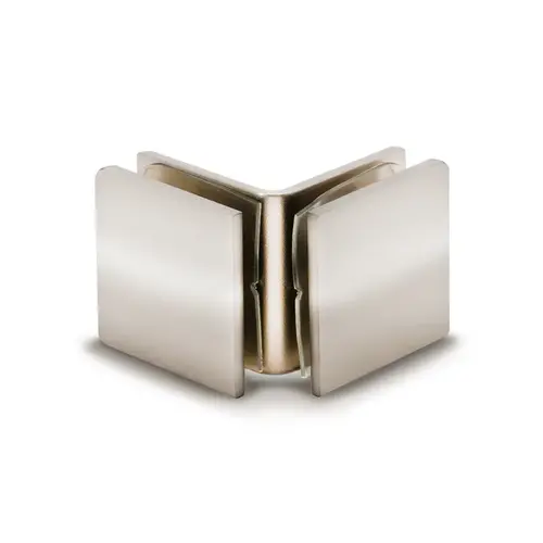 Square 90 Degree Glass Oversized Clamp, Brass Material, 3/8" To 1/2" Glazing Thickness, Polished Nickel Finish