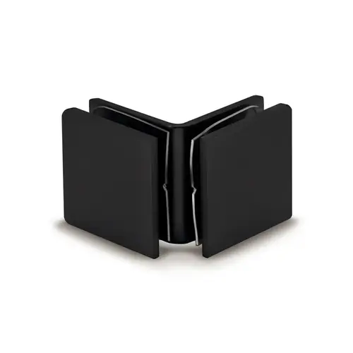 Square 90 Degree Glass Oversized Clamp, Brass Material, 3/8" To 1/2" Glazing Thickness, Matte Black Finish