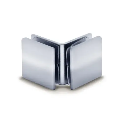 Square 90 Degree Glass Oversized Clamp, Brass Material, 3/8" To 1/2" Glazing Thickness, Polished Chrome Finish