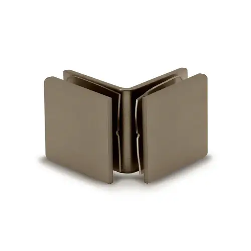 Square 90 Degree Glass Oversized Clamp, Brass Material, 3/8" to 1/2" Glazing Thickness, Brushed Bronze Finish