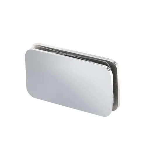 180 Degree Glass Clamp with 2 Studs, Brass Material, Square Profile, 3/8" to 1/2" Glazing Thickness, Polished Chrome Finish